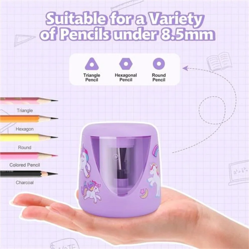 Kids Purple‎ Unicorn Electric Pencil Sharpeners for Home Office School Supplies
